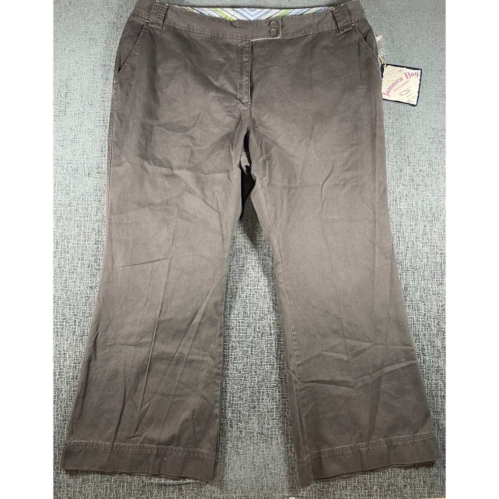 Jamaica Bay Woman Espresso Brown Cotton Pants 22W Wide Leg C9J518XX NWT VTG